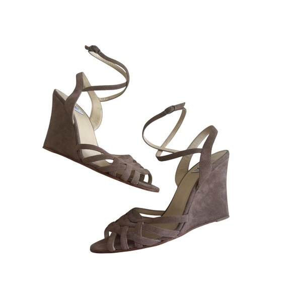BARNEYS Co-Op Gray Suede Wedges Sandals Size 40 - Picture 7 of 11